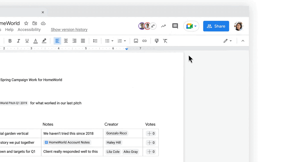 Take Meetings in Google Docs Editor