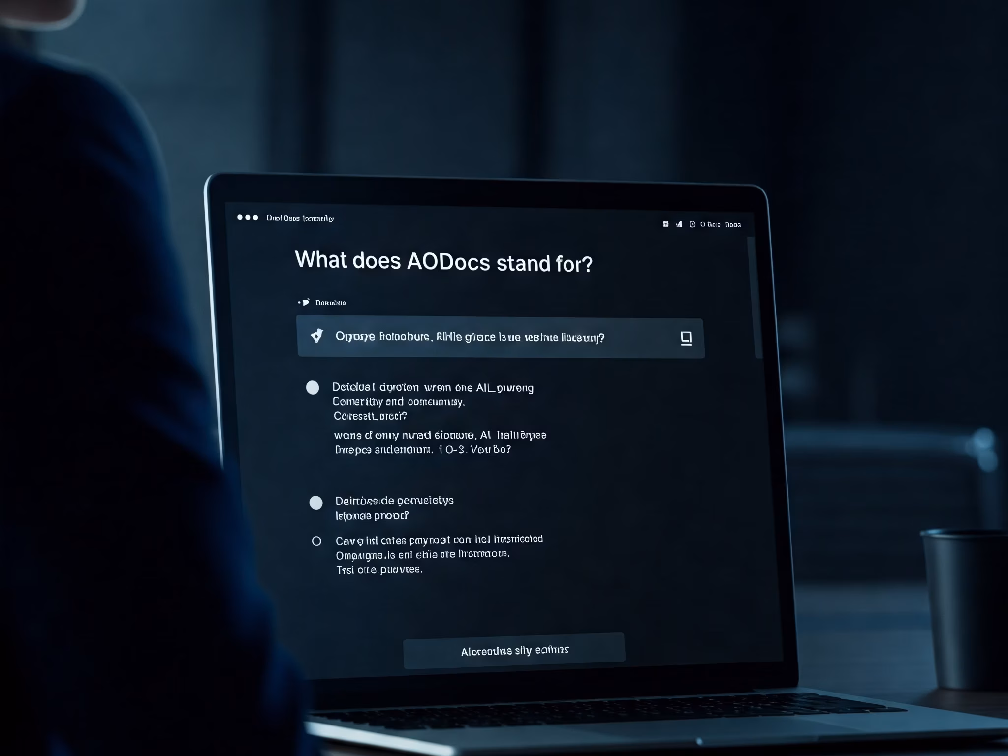 An LLM chatbot's confident and inaccurate answer to the question 'What does AODocs mean?'