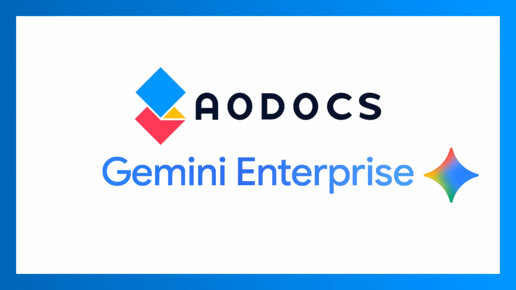A visual expressing AODocs AI agent partnership with Google' Gemini Enterprise Agent Gallery